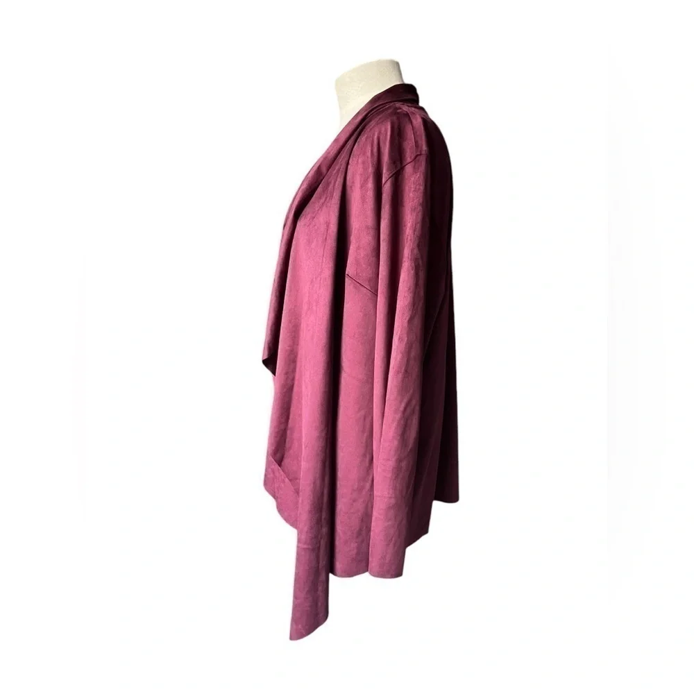 NWOT Soft Surroundings Faux Suede Shape Drape Jacket in Purple Wine Size large